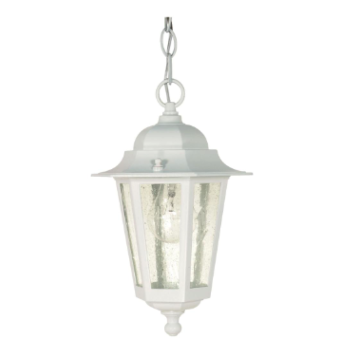 Nuvo 60-991 Cornerstone - 1 Light 13" Hanging Lantern with Clear Seeded Glass - White Finish