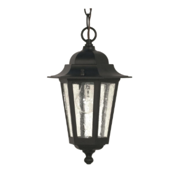 Nuvo 60-993 Cornerstone - 1 Light 13" Hanging Lantern with Clear Seeded Glass - Textured Black Finish