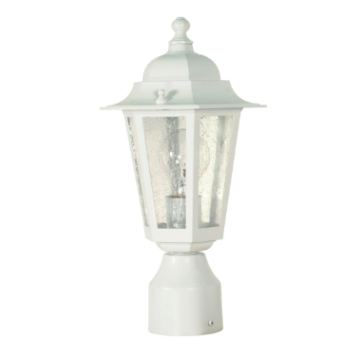 Nuvo 60-994 Cornerstone - 1 Light 14" Post Lantern with Clear Seeded Glass - White Finish