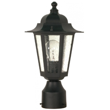 Nuvo 60-996 Cornerstone - 1 Light 14" Post Lantern with Clear Seeded Glass - Textured Black Finish