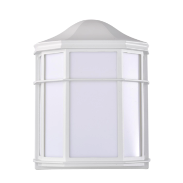 Nuvo 62-1396 LED Cage Lantern Fixture; White Finish with White Linen Acrylic