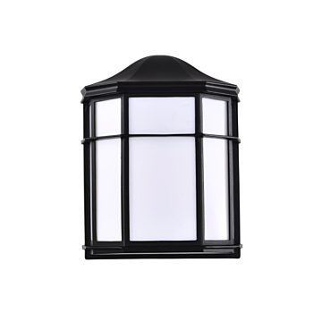 Nuvo 62-1397 LED Cage Lantern Fixture; Black Finish with White Linen Acrylic