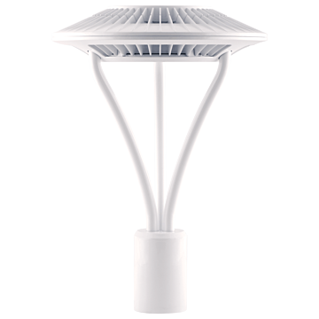 RAB Area Light Post Top 26W 3000K Warm LED Type V Clear Lens White