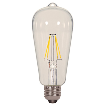 Satco S9895 LED ST19 Bulb - 6.5ST19/CL/LED/E26/30K/120V