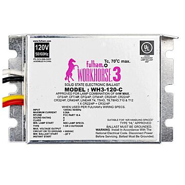 Fulham WorkHorse WH3-120-BLS Electronic Ballast - DISCONTINUED. SEE WH3-120-C as Possible Replacement