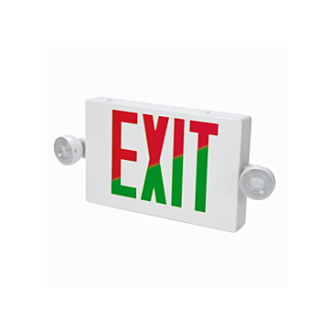 Sure-Lites APC7RG Combo Exit & Emergency Light, Red/Green Select, Nickel Cadmium Battery, White