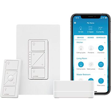 Lutron Caseta P-BDG-PKG1W Dimmer Kit for wall and ceiling lights
