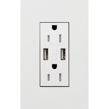 Lutron LTR-F15-UBTR-WH - Tamper-Resistant 15A USB Receptacle