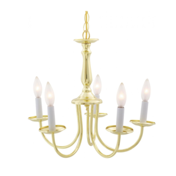 Nuvo SF76-280 5 Light - Chandelier With Candlesticks - Polished Brass Finish