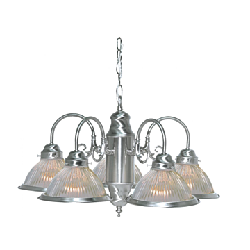 Nuvo SF76-444 5 Light - Chandelier With Clear Ribbed Glass - Brushed Nickel Finish