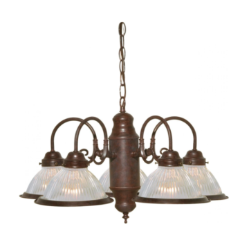 Nuvo SF76-445 5 Light - Chandelier With Clear Ribbed Glass - Old Bronze Finish