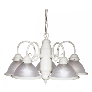 Nuvo SF76-693 5 Light - Chandelier With Frosted Ribbed Glass - Textured White Finish