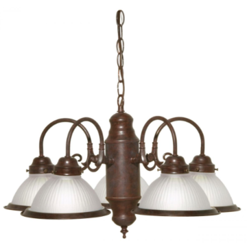 Nuvo SF76-694 5 Light - Chandelier With Frosted Ribbed Glass - Old Bronze Finish