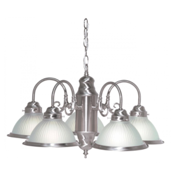 Nuvo SF76-695 5 Light - Chandelier With Frosted Ribbed Glass - Brushed Nickel Finish