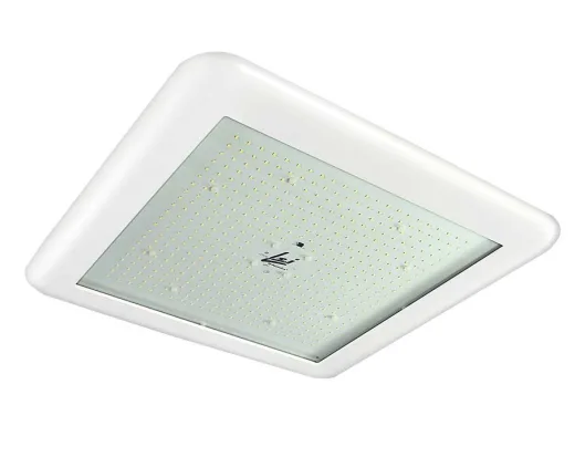 Recessed LED canopy light for a fuel station forecourt